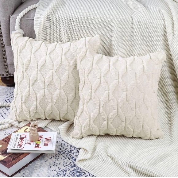 MADIZZ Set of 2 Soft Plush Short Wool Velvet Decorative Throw Pillow Cover 20X20 - Picture 5 of 7